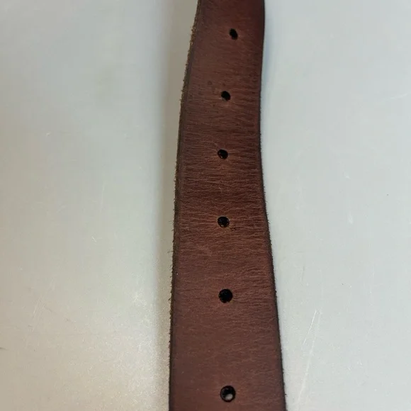 Frye Dark Brown Leather Belt D Ring Brass Buckle Rodeo Belt Size Small 28-34 - Picture 4 of 12